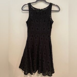 BB Dakota black lace tank dress with flare skirt. Zippered  back. Size 0